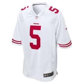 Maillot Homme San Francisco 49ers Trey Lance 5 Nike Blanc 2021 NFL Draft